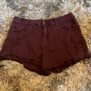 Angel Kiss Stretchy Shorts. Mid rise. Size 15. Burgundy Color